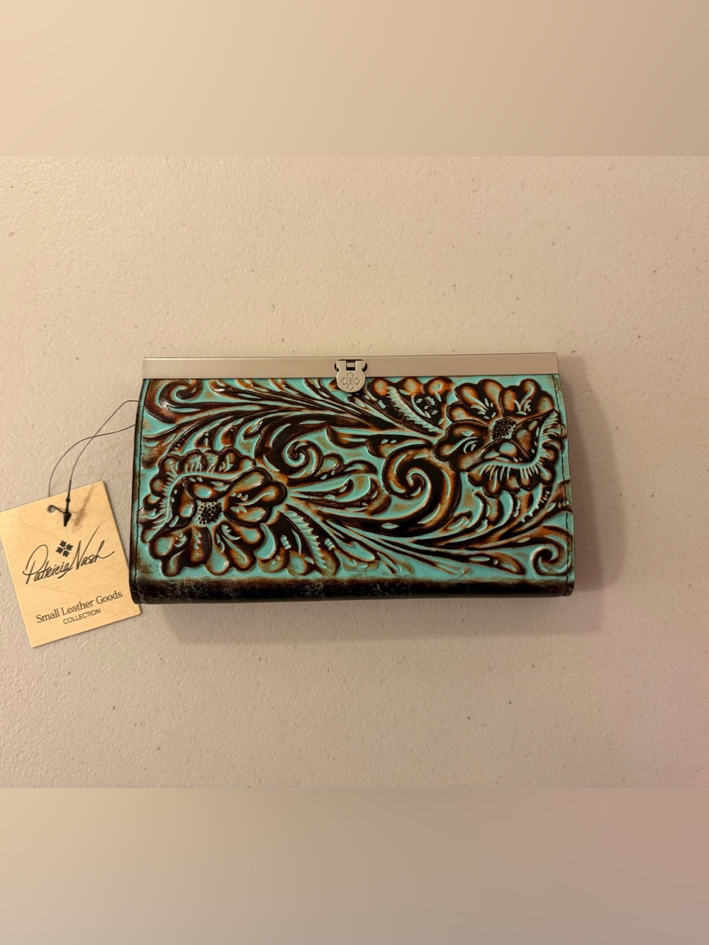 Patricia Nash Cauchy Tooled Turquoise Leather Wallet - NWT